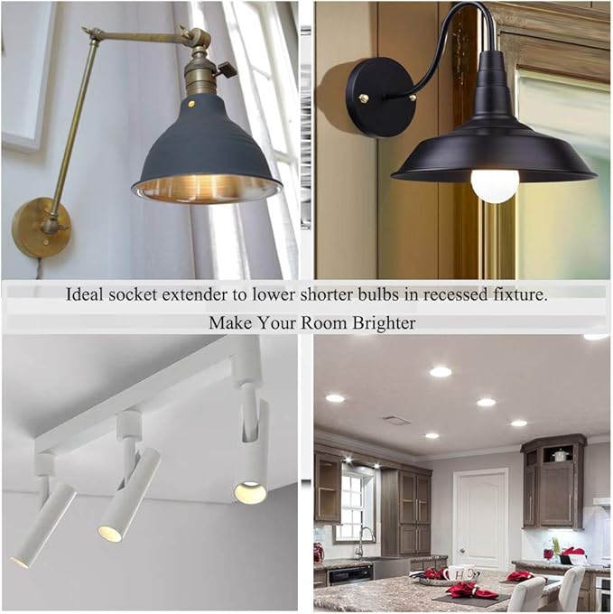 E26 Socket Extender - 6.5CM/2.56 Inch Socket Extension Adapter, 6-Pack