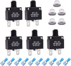 mxuteuk 5Pcs 4Amp Circuit Breakers Push Button Manual Reset 125/250V AC 32V DC,Overload Protector Switch Thermal Circuit Breakers with Quick Connect Terminals and Waterproof Button Caps ST1-5-4A