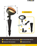 COLOER Die-cast Brass Landscape Wall Wash Lighting, 9-17 Volt Flood Lights Outdoor, Bronze LED Floodlight Fixture for Illuminating Signs, Walls and Plant Material(501B,10-Pack Without Bulb)