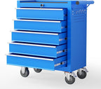 5-Drawers Rolling Tool Box with Wheel,Tool Chest with Wheels, Rolling Tool Box with Locking System, Tool Box with Organizer for Garage, Warehouse, Workshop (Blue, 5 Drawers)