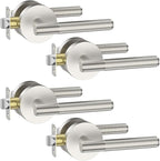 Asidrama 4 Pack Passage Brushed Nickel Door Handles, Door Lever with Door Knobs Indoor for Bedroom or Bathroom, Heavy Duty Door Handles Interior with Locks for Left Right Sided Doors