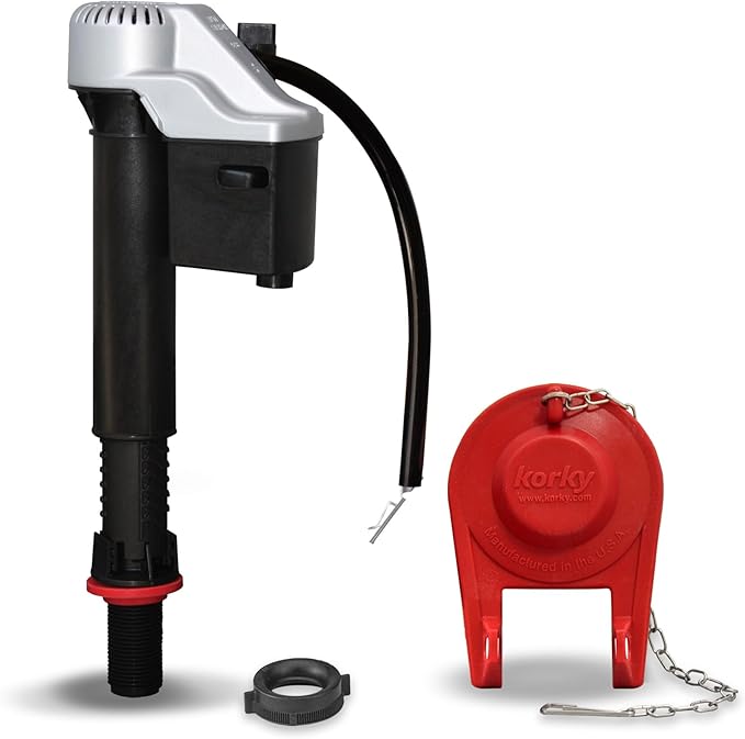 Korky 818MP QuietFILL® Platinum Universal Toilet Fill Valve & 2" Toilet Flapper Kit, Silver