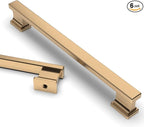 Asidrama 6 Pack 7 Inch(177mm) Hole Centers Champagne Bronze Kitchen Cabinet Handles, Brushed Brass Cabinet Pulls Kitchen Cabinet Hardware for Cupboard Gold Drawer Pulls