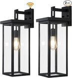 tewei 2 Pack Dusk to Dawn Large Outdoor Wall Lantern, 20 Inch Black Exterior Wall Light Fixtures, Large Porch Light with Clear Shade Sensor Modern Outdoor Sconce Lights for House Garage, E26 Base
