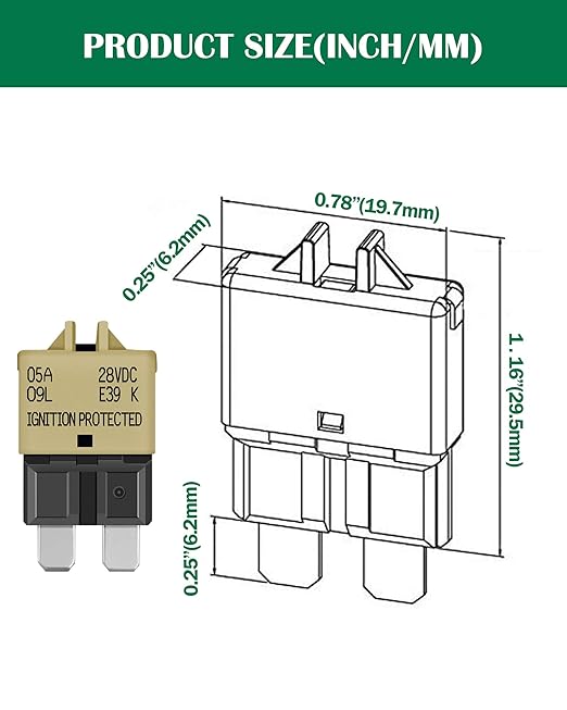 LENKRAD Automotive 5 Amp ATC/ATO Resettable Fuse 5A Manual Reset Standard Blade 5Amp Fuses Manual-Reset Circuit Breaker 5A for Car Truck RV Automotive Marine Boat Trolling Motorhome, 5 Pack…