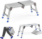 Folding Work Platform for Adults, Aluminum Foldable Step Stool Adjustable Height, Lightweight and Durable Portable Outdoor Aluminum Step Ladder, Maximum Load Capacity of 500 Pounds.