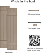 Board & Batten Vinyl Shutters (1 Pair) | 11"x47" (3-Board) - Coastal Sand Dune | Exterior Window Shutters | Includes Mounting Hardware | Simple Installation | Made in USA