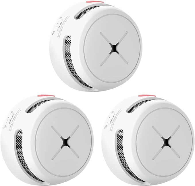 AEGISLINK Smoke Detector 10-Year Battery with Test/Silence Button, Fire Alarm with Photoelectric Sensor, Low Battery Warning, S500 (Independent, 3-Pack)