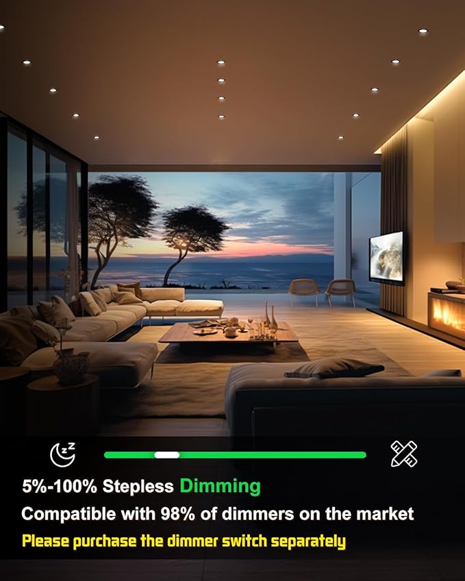 zouzai 16 Pack 4 Inch 5CCT Reset,Black LED Recessed Lights Dimmable 2700K/3000K/3500K/4000K/5000K, 9W Ultra Thin Recessed Lighting - ETL and Energy Star Certified