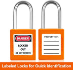 Lockout Tagout Locks Set - 10pcs Orange OSHA Compliant, Safety Padlocks for Electrical Lockout Tag Out Kits, Keyed Different