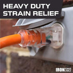 Iron Forge Cable 10 Gauge 10ft Lighted Outdoor Heavy Duty Extension Cord with 3 Outlets - 15 Amp 10/3 SJTW Orange Extension Cord with Multiple Outlets