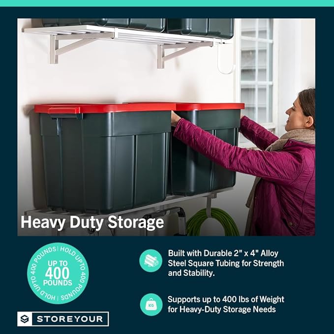 StoreYourBoard 2-Pack Heavy Duty Wall Shelves 2ft x 4ft – Wall-Mounted Garage Storage Shelving and Organization for Sheds, Closets, or Utility Rooms – Holds 200 lbs - White