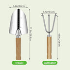 Garden Tool Set, 2 Pieces Stainless Steel Heavy Duty Garden Tools, Gardening Kit with Wooden Handle Garden Hand Tools, Durable Garden Tools for Gardening, Gardening Gifts for Women Men