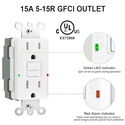 15 Amp GFCI Outdoor Electrical Outlet Box, Nonmetallic Heavy Duty Box IP66 Waterproof and NEMA 5-15 Self Test GFCI Outlet Kit, 3.15 Inch Deep, Lockable, Clear/Gray, UL Listed