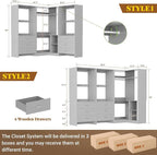 Aheaplus Closet System with 6 Drawers, 4 Hanging Rods & Corner Tower, Corner Closet System with Hanging,80.9" L-Shaped Walk-In Wardrobe Organizer, 2000+ lbs Capacity, Set of 3, Grey