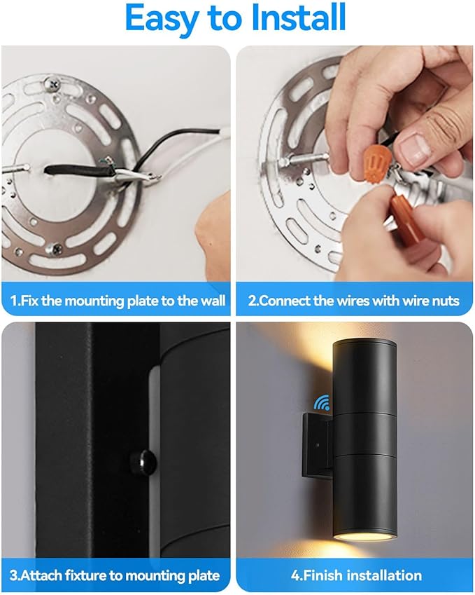 KIZON Dusk to Dawn Outdoor Lighting 2 Pack, Modern Outdoor Wall Lights Black Exterior Lighting Fixtures Wall Mount with E26 Base, Waterproof Sconce Porch Light with Bulbs Included, ETL Listed