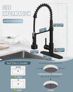 Bronze Kitchen Faucet with Sprayer, Kitchen Faucet with Soap Dispenser,Ktchen Faucets with Pull Down Sprayer,Single Hole Kitchen Sink Faucet with LED light,Oil Rubbed Faucet for Kitchen Sink