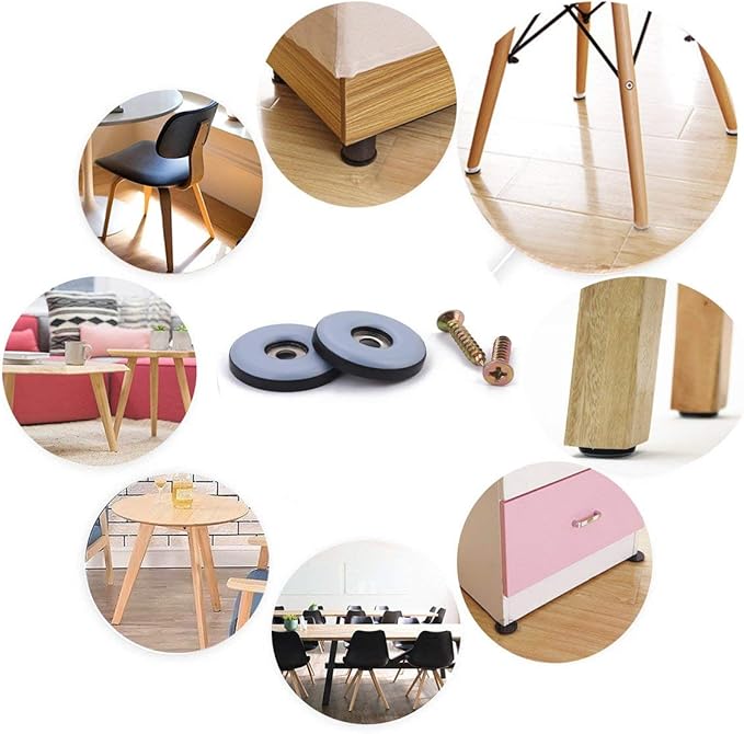 1-1/2" Screw on Furniture Sliders-Furnigear Heavy Duty PTFE (Teflon) Chair Leg Slides Glides Move Your Furniture Easy & Safely - Best Floor Protector(Grayish Blue-40pack)