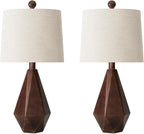 PoKat 20.25" Farmhouse Table Lamps Set of 2 for Night Stands, Vintage Bedside Lamps for Bedroom Living Room, Modern Bedroom Lamps for End Table, Suitable for Small Place, Antique Brown