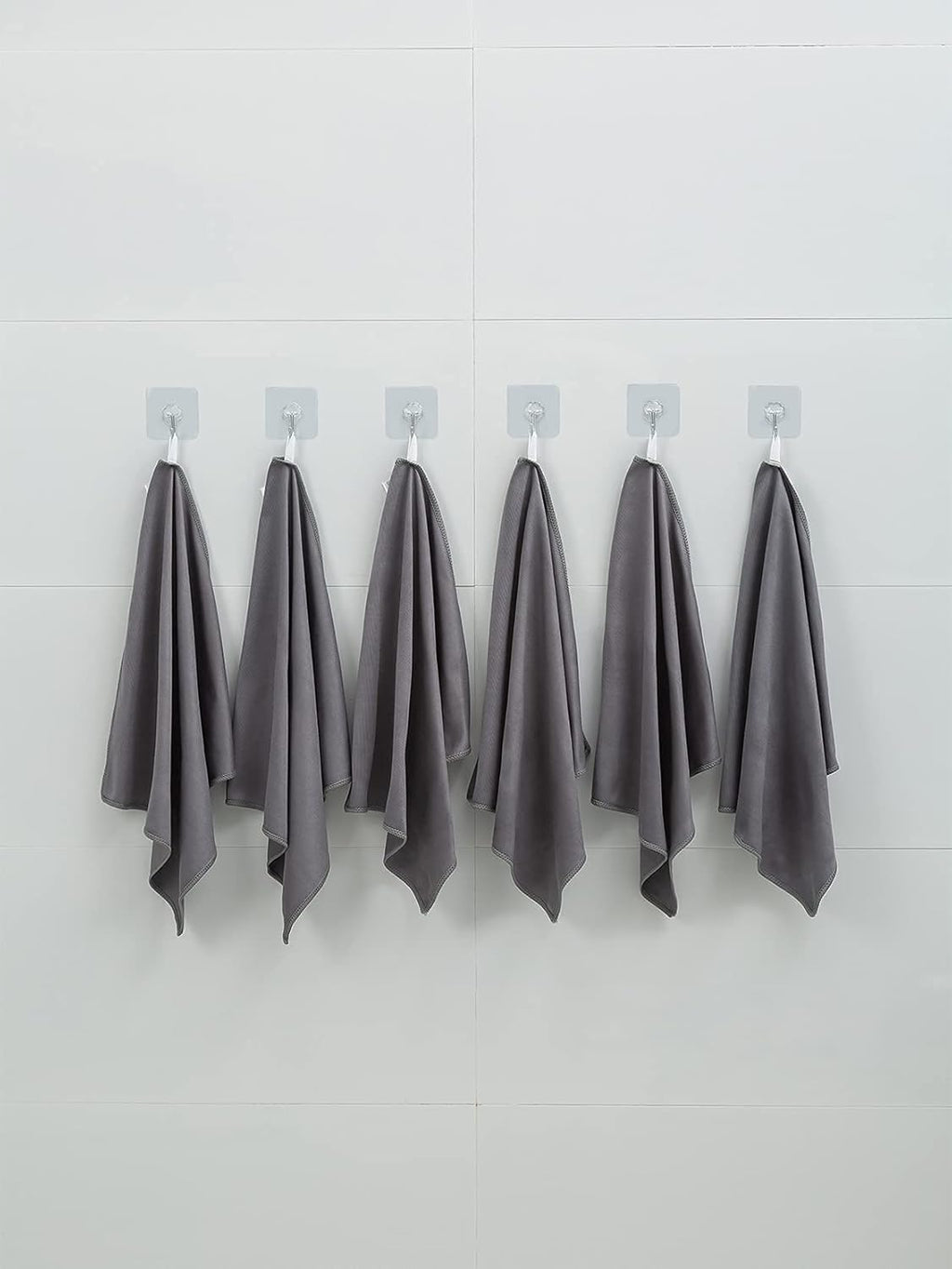 6 Pack Microfiber Glass Cleaning Cloth, 16 Inch X 16 Inch, Lint Free Quickly Clean Window, Glasses, Windshields, Mirrors, and Stainless Steel, Grey