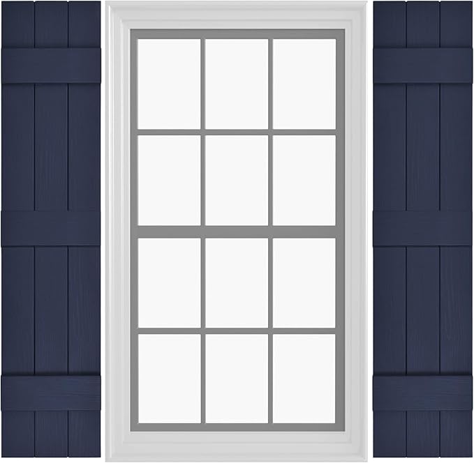 Board & Batten Vinyl Shutters (1 Pair) | 11"x67" (3-Board) - Navy Night Sky | Exterior Window Shutters | Includes Mounting Hardware | Simple Installation | Made in USA