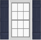 Board & Batten Vinyl Shutters (1 Pair) | 11"x81" (3-Board) - Navy Night Sky | Exterior Window Shutters | Includes Mounting Hardware | Simple Installation | Made in USA
