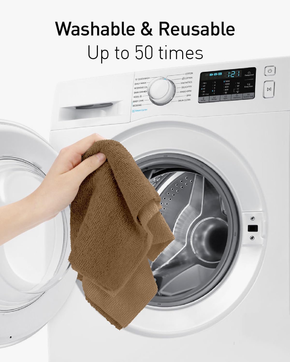 Fantasticlean Microfiber Cleaning Cloth Roll -30 Pack, Tear Away Microfiber Towels, 12" x 12", Reusable, Washable, Scratch Free, Ultra Absorbent Dishcloth for Car, Home Supplies, Pet, Kitchen (TAN)