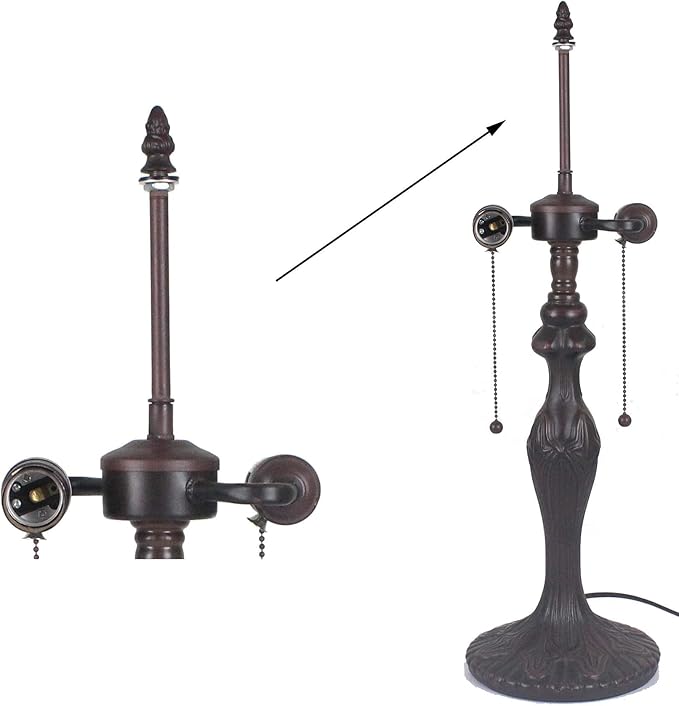 Bieye SS008 Lampshade Support with Finial for Tiffany Style Stained Glass Floor Lamp Table Lamp (G3/8 140mm Crown)