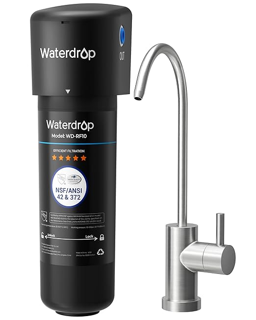 Waterdrop 10UB Under Sink Water Filter, Reduces PFAS, PFOA/PFOS, Lead, Chlorine, Bad Taste, NSF/ANSI 42 Certified, 11K Gallons, Easy Installation