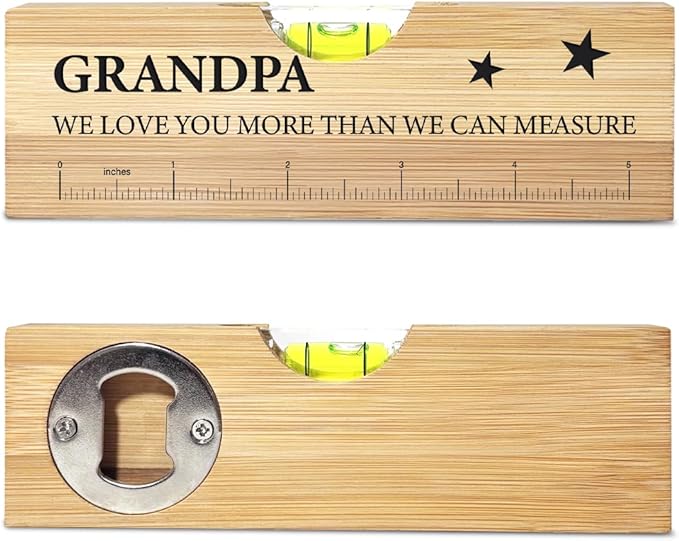 Christmas Gifts for Grandpa from Grandkids, Best Grandfather Gifts, Funny Birthday Fathers Day Valentines Gift for Father Papa Wooden Spirit Level A2