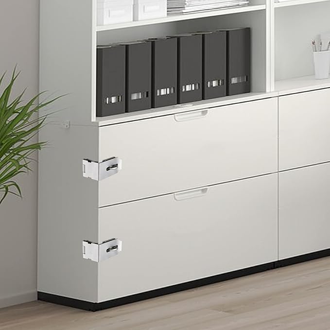 Hasp Latch 2 Pack, 90 Degree Solid 304 Stainless Steel File Cabinet Lock Desk Drawer Lock, Safe Security Padlock Latch Hasp Lock for Personal Privacy, Large