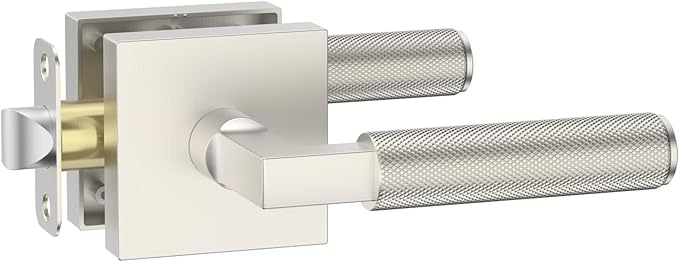 Amerdeco 1 Pack Brushed Satin Nickel Passage Door Handles,Heavy Duty Non-Locking Door Lever for Hall, Closet,Office Area, Shopping Malls AM0021