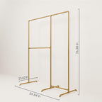 pamo Gold Clothing Rack – 59.84" W x 76.38" H – Industrial Pipe Metal Garment Organizer for Bedroom or Retail – Heavy-Duty Clothes Rack – Easy Assembly