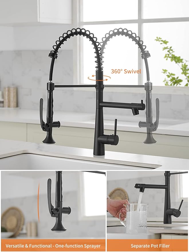 Matte Black Kitchen Faucet with Sprayer,AIMADI Commercial Single Handle One Hole Pull Down Sprayer Kitchen Faucets