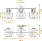EAPUDUN 3 Light Bathroom Vanity Light, Brushed Nickel Bathroom Light Fixtures with Clear Glass Shade Wall Sconce, Porch Wall Lamp for Mirror, WLA1435-BNK