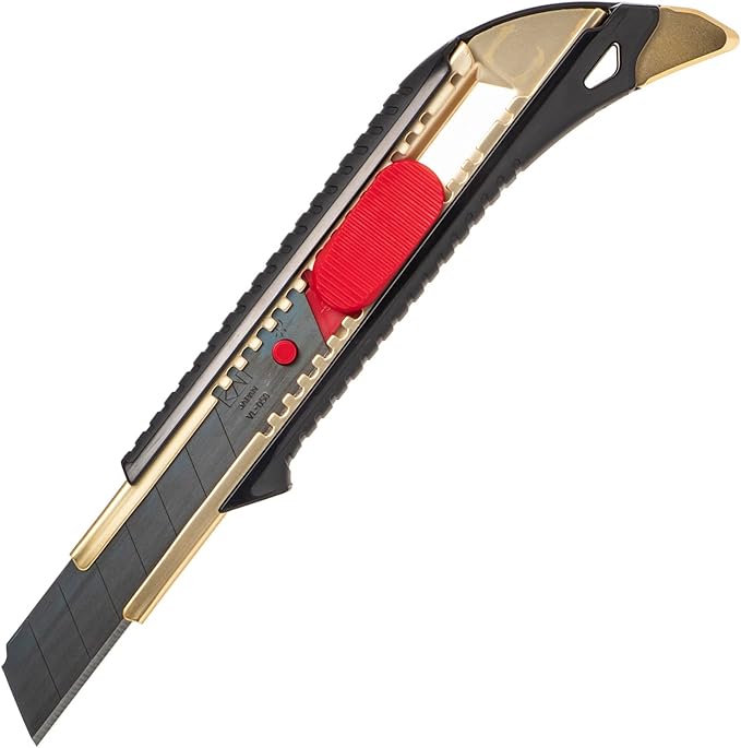 KAI 18mm Snap Blade Utility Knife (L-001), Multi-Purpose Retractable Black Carbon Steel Blade, Ultra Sharp, Professional Grade for Use with Wallpaper, Paper, Cardboard, Styrofoam, DIY - Made in JAPAN