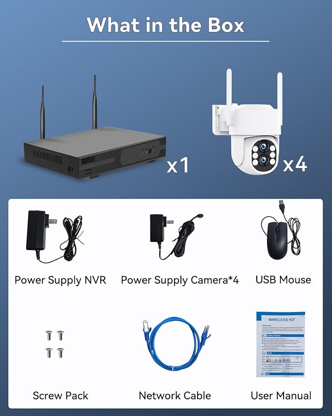 Wireless Security Camera System Outdoor: Dual Lens 6MP 10X Hybrid Zoom Auto-Track PTZ 4PCS 4K 10CH DVR with 1TB HDD for Home Security
