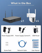 Wireless Security Camera System Outdoor: Dual Lens 6MP 10X Hybrid Zoom Auto-Track PTZ 4PCS 4K 10CH DVR with 1TB HDD for Home Security