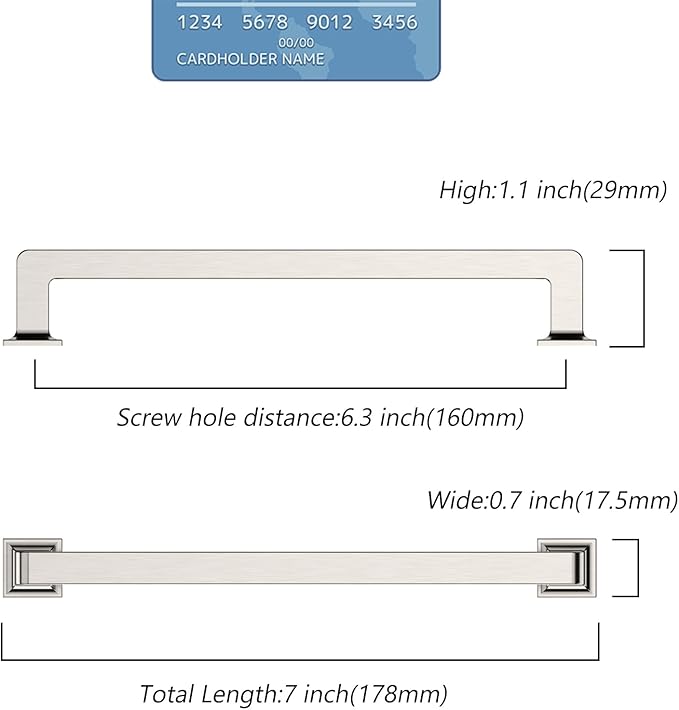 10 Pack 6.25 Inch Brushed Satin Nickel Cabinet Pulls - Kitchen Cabinet Hardware and Handles for Cabinets and Cupboards
