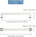 10 Pack 6.25 Inch Brushed Satin Nickel Cabinet Pulls - Kitchen Cabinet Hardware and Handles for Cabinets and Cupboards