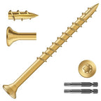 #9 x 2-1/2" Deck Screws (744Pcs) 8lb. Exterior Wood Screws. Carbon Steel, Tan, Flat Head, Rust Resistant epoxy Coated, with T25 Star Bit