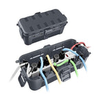 QUOBAS 2 Pack Outdoor Waterproof Electrical Box with 6 Cable Ports, IP54 Weatherproof Heavy-Duty Extension Cord Cover for Power Strips, Garden Power Tools, Holiday Lights, Gray