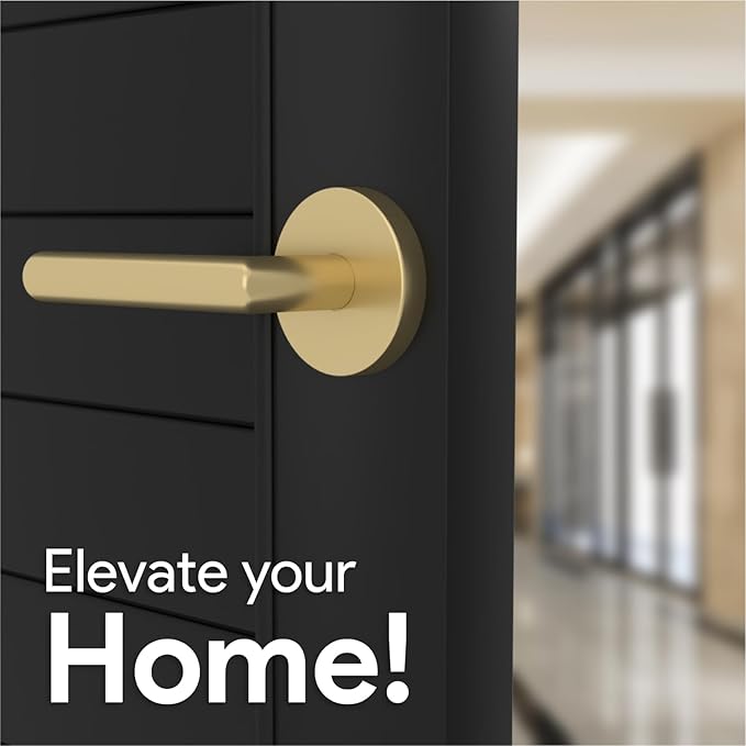 Mega Handles Ronn Dummy Lever Door Handle Set for Closet or French Doors, Single Side, Non-Turning Reversible Door Levers, Fits All Standard Door Sizes, Screws Included - Satin Brass (2 Pack)