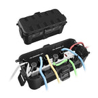 QUOBAS 2 Pack Outdoor Waterproof Electrical Box with 6 Cable Ports, IP54 Weatherproof Heavy-Duty Extension Cord Cover for Power Strips, Garden Power Tools, Holiday Lights, Black
