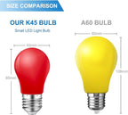 Colored Light Bulbs,2W E26 Color LED Lights Bulb,Small E26 Colored Bulbs for Outdoor Indoor,Multicolor,Red Yellow Blue Green Orange Pink Purple,for Halloween Party Christmas Bedroom,Pack of 14