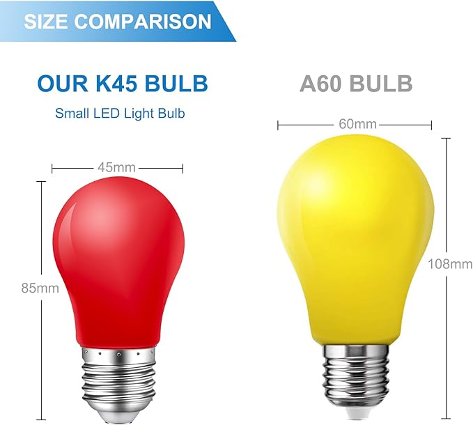 Colored Light Bulbs,2W E26 Color LED Lights Bulb,Small E26 Colored Bulbs for Outdoor Indoor,Multicolor,Red Yellow Blue Green Orange Pink Purple,for Halloween Party Christmas Bedroom,Pack of 14