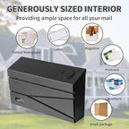 Wall Mount Mailbox, Large Capacity Mailbox for House, Visibility Galvanized Steel Rust-Proof Metal Post Box Drop, Mailboxes for Outside, 15.74"×9.84"×4.33" Solar Lanterns Black