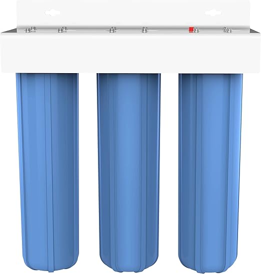 Pentair Pentek BBFS-222 Big Blue Three-Housing Filtration System, 1" NPT #20 High Capacity Water Filter Housing, Holds 20" x 4.5" Filter Cartridges