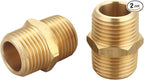 1/2 inch x 1/2 inch NPT Brass Hex Nipple Male Pipe Adapter, Thread 0.75" OD to 0.75" OD (2 Piece)