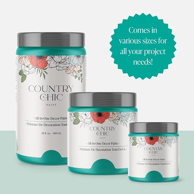 Country Chic All-in-One Chalk Paint for Furniture, Cabinets, Home Decor, Eco-Friendly, Matte Finish, Built-In Primer & Top Coat for Wood, Metal - Whoop-de-do (Bright Teal) - 4 oz (118 ml)